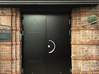 Double leaf high security door installed in a famous sound recording studio.