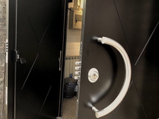 Fire exit security door in sound recording studio.