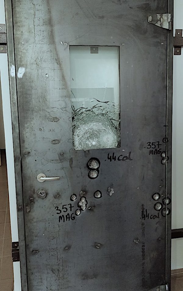 bullet resistance testing on a door