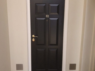 Six panels design flat security door with fire resistance for 30 min.