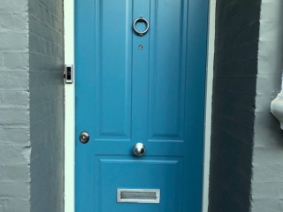 Beautiful design security front door in super looking RAL 5024 colour.