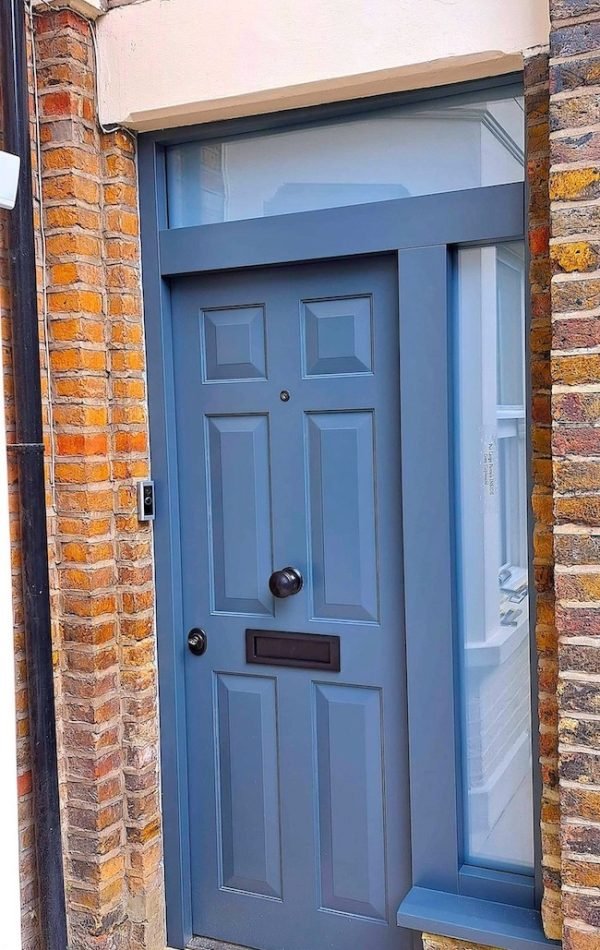 Steel security front door with a side and top panels installed in W2 Notting Hill.