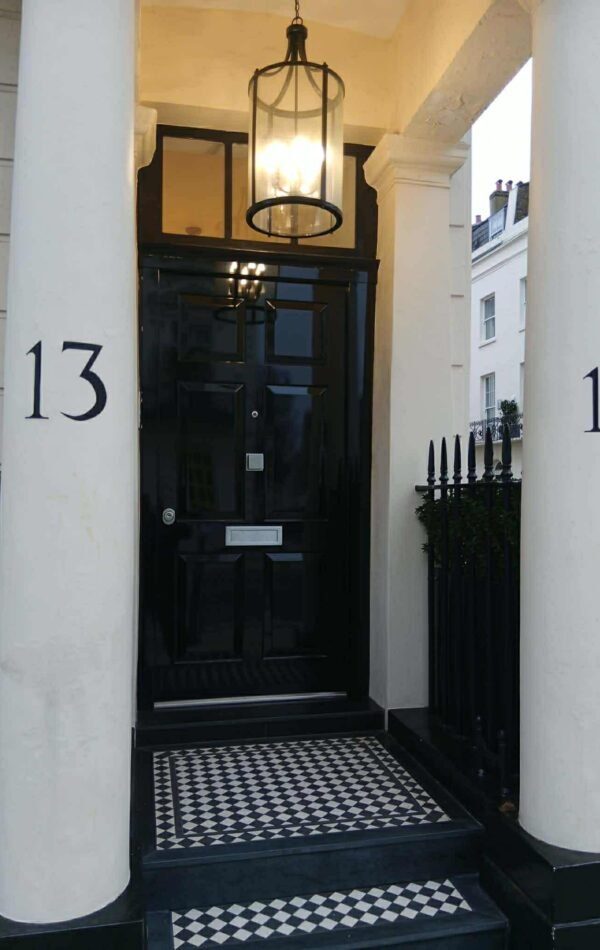 Bullet proof front door in black.
