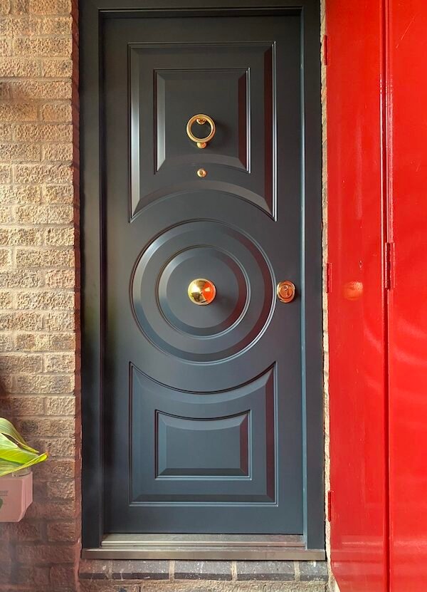 Handcrafted security door in custom design.