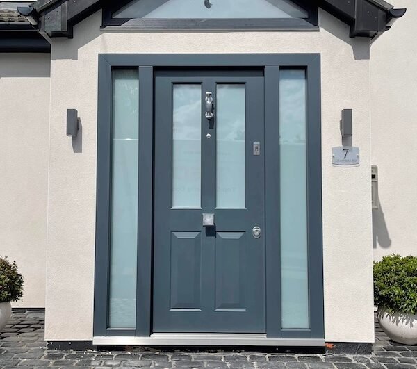 Steel security door with a motorised lock and fingerprint scanner installed in Chigwell.