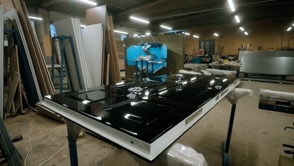 Bespoke steel security door being manufactured in the Top Security Doors workshop